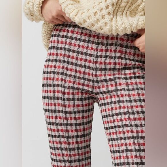 Urban Renewal Remnants Plaid Front Slit Flare Pant Red S NWT IN PACKAGE - Picture 1 of 8